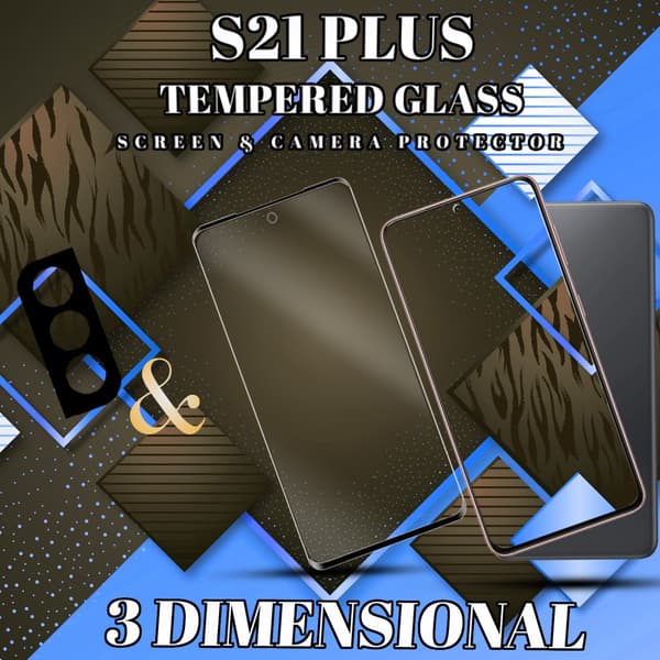 1-Pack Samsung S21 Plus Skärmskydd & 1-Pack linsskydd - Härdat Glas 9H - Super kvalitet 3D