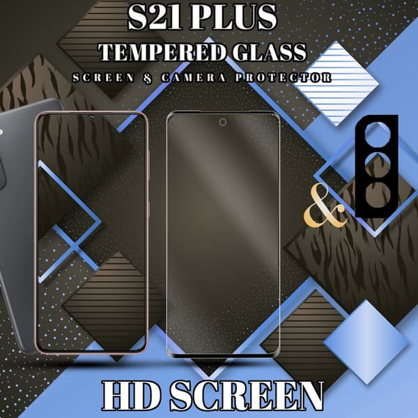 1-Pack Samsung S21 Plus Skärmskydd & 1-Pack linsskydd - Härdat Glas 9H - Super kvalitet 3D