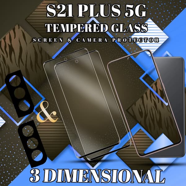 2-Pack Samsung S21 Plus (5G) Skärmskydd & 2-Pack linsskydd - Härdat Glas 9H - Super kvalitet 3D