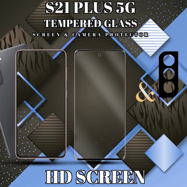 1-Pack Samsung S21 Plus (5G) Skärmskydd & 1-Pack linsskydd - Härdat Glas 9H - Super kvalitet 3D