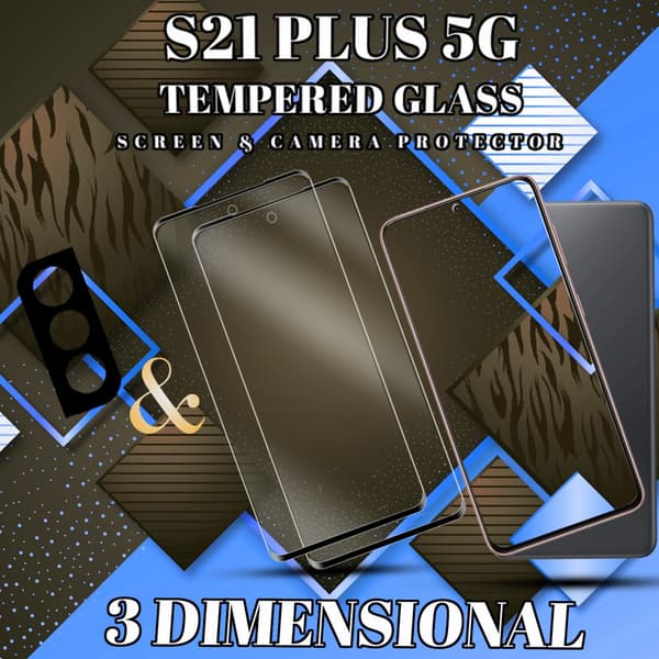 2-Pack Samsung S21 Plus (5G) Skärmskydd & 1-Pack linsskydd - Härdat Glas 9H - Super kvalitet 3D