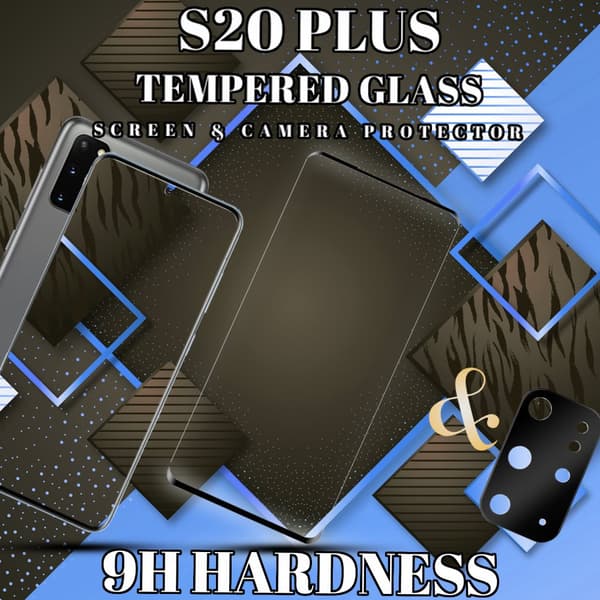 1-Pack Samsung S20 Plus Skärmskydd & 1-Pack linsskydd - Härdat Glas 9H - Super kvalitet 3D