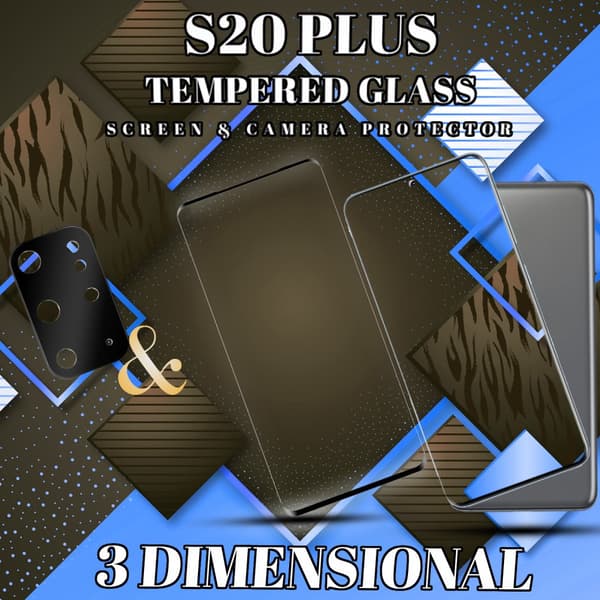 1-Pack Samsung S20 Plus Skärmskydd & 1-Pack linsskydd - Härdat Glas 9H - Super kvalitet 3D