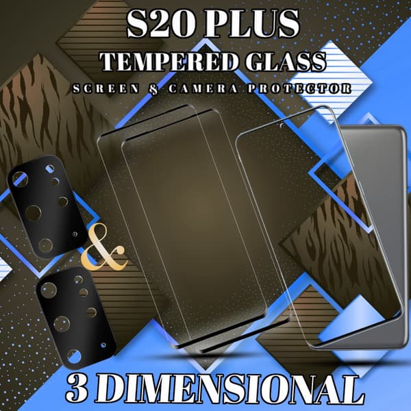 2-Pack Samsung S20 Plus Skärmskydd & 2-Pack linsskydd - Härdat Glas 9H - Super kvalitet 3D