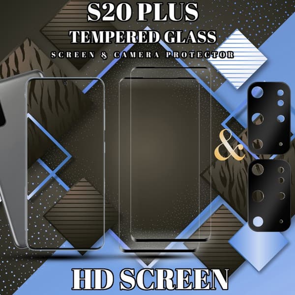 2-Pack Samsung S20 Plus Skärmskydd & 2-Pack linsskydd - Härdat Glas 9H - Super kvalitet 3D