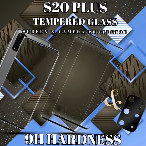 2-Pack Samsung S20 Plus Skärmskydd & 1-Pack linsskydd - Härdat Glas 9H - Super kvalitet 3D