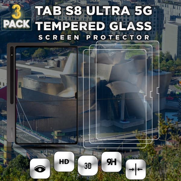 3-Pack Samsung Galaxy Tab S8 Ultra 5G - Härdat Glas 9H - Super Kvalitet Skärmskydd