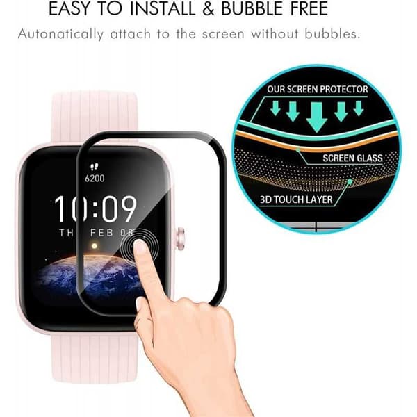 2-PACK Amazfit Bip 3/3Pro Hærdet glas FullFrame 3D 0,2 mm 9H