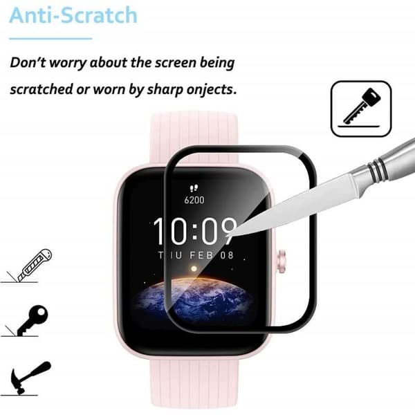 2-PACK Amazfit Bip 3/3Pro Hærdet glas FullFrame 3D 0,2 mm 9H