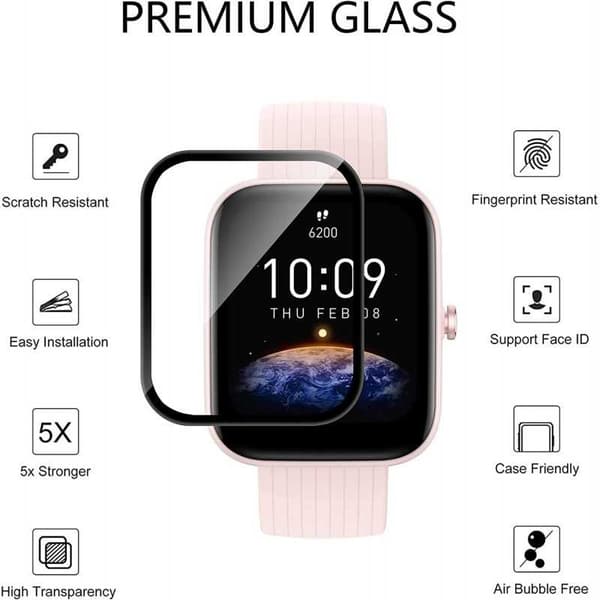 2-PACK Amazfit Bip 3/3Pro Hærdet glas FullFrame 3D 0,2 mm 9H