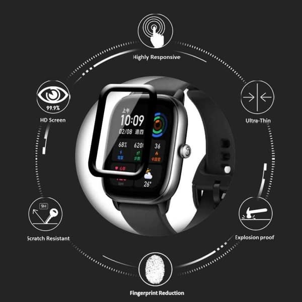 2-PACK Amazfit GTS 4 Mini Hærdet glas FullFrame 3D 0,2 mm 9H