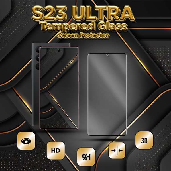 Samsung S23 Ultra - 9H Härdat Glass - 3D Super Kvalitet Skärmskydd