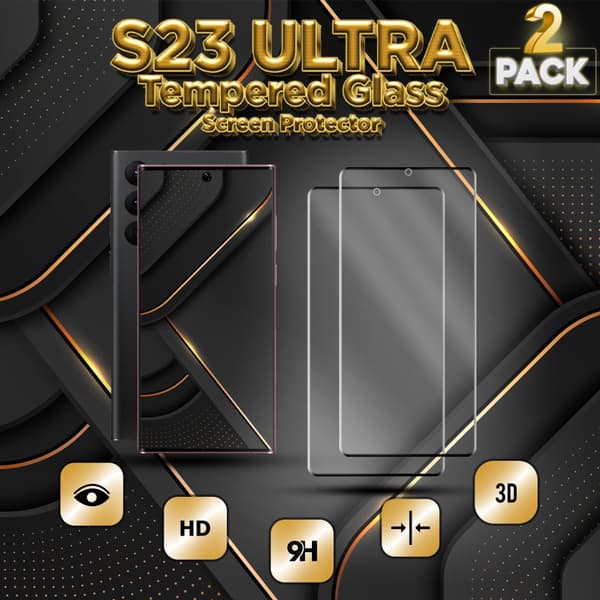 2-Pack Samsung S23 Ultra - 9H Härdat Glass - 3D Super Kvalitet Skärmskydd