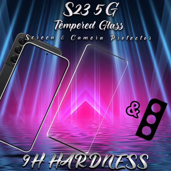 1-Pack Samsung S23 (5G) Skärmskydd & 1-Pack linsskydd - Härdat Glas 9H - Super kvalitet 3D