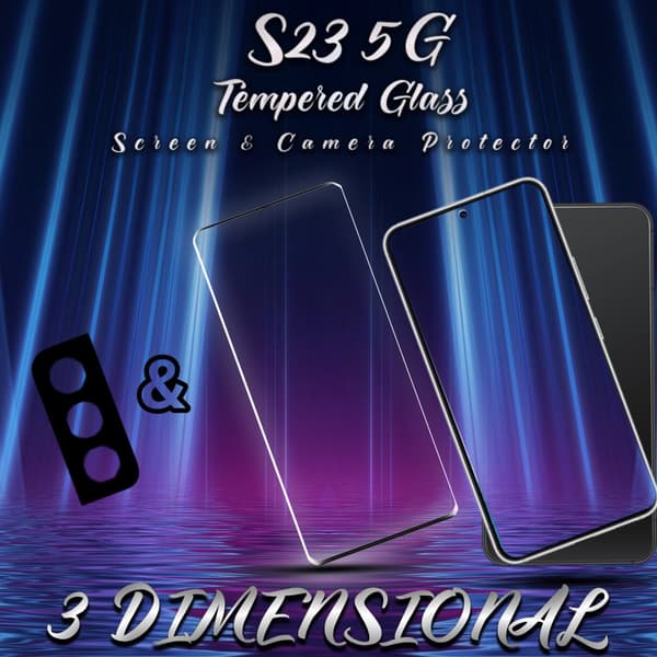 1-Pack Samsung S23 (5G) Skärmskydd & 1-Pack linsskydd - Härdat Glas 9H - Super kvalitet 3D