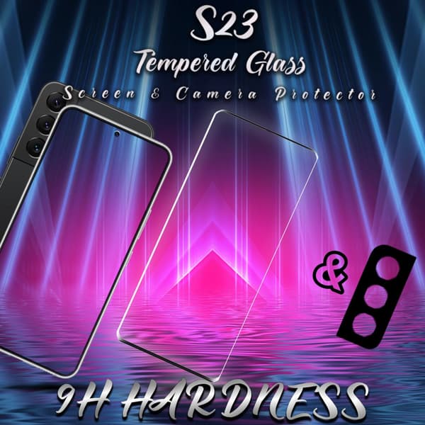 1-Pack Samsung S23 Skärmskydd & 1-Pack linsskydd - Härdat Glas 9H - Super kvalitet 3D