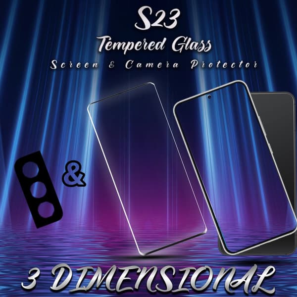 1-Pack Samsung S23 Skärmskydd & 1-Pack linsskydd - Härdat Glas 9H - Super kvalitet 3D