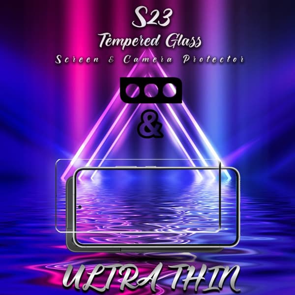 1-Pack Samsung S23 Skärmskydd & 1-Pack linsskydd - Härdat Glas 9H - Super kvalitet 3D