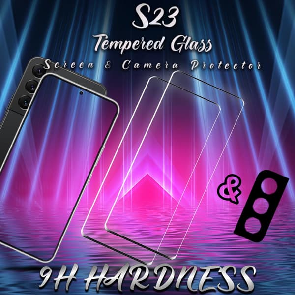 2-Pack Samsung S23 Skärmskydd & 1-Pack linsskydd - Härdat Glas 9H - Super kvalitet 3D