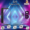 Miniatyrbild 1 av 5: 2-Pack Samsung S23 Skärmskydd & 1-Pack linsskydd - Härdat Glas 9H - Super kvalitet 3D