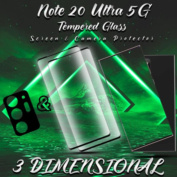 2-Pack Samsung Note 20 Ultra 5G Skärmskydd & 1-Pack linsskydd - 9H GLAS