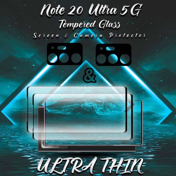 2-Pack Samsung Note 20 Ultra 5G Skärmskydd & 2-Pack linsskydd - 9H GLAS
