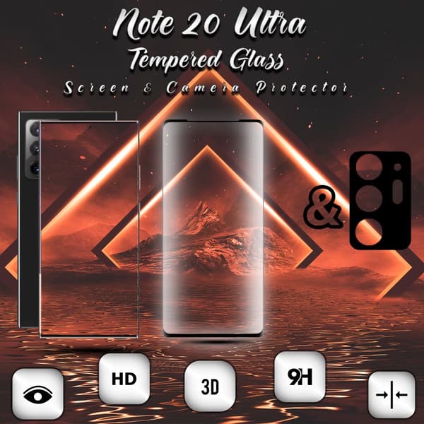 1-Pack Samsung Note 20 Ultra Skärmskydd & 1-Pack linsskydd - 9H GLAS