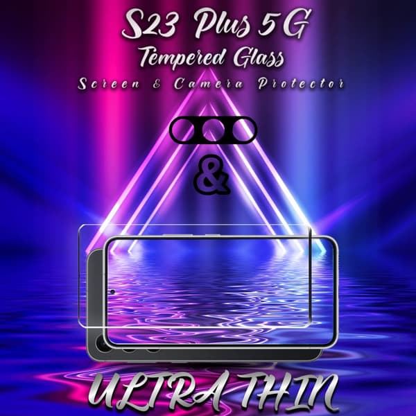 1-Pack Samsung S23 Plus 5G Skärmskydd & 1-Pack linsskydd - Härdat Glas 9H - Super kvalitet 3D