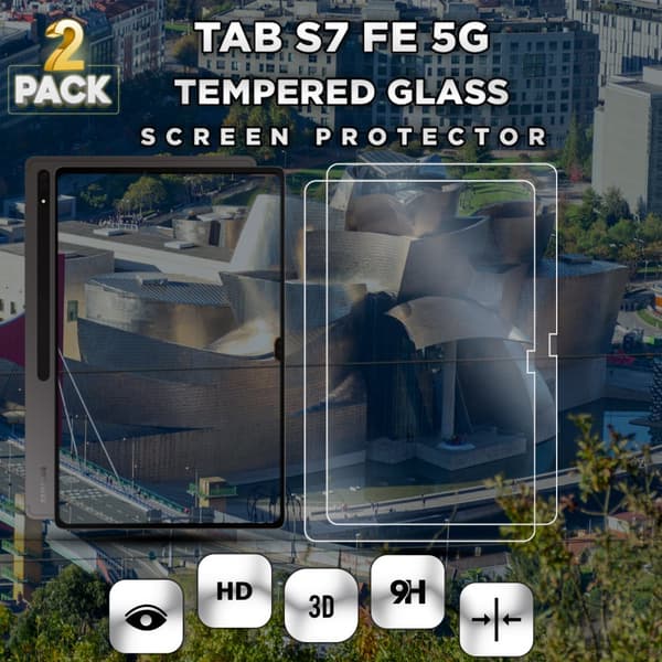 2-Pack Samsung Galaxy Tab S7 FE (5G) - Härdat Glas 9H - Super Kvalitet Skärmskydd