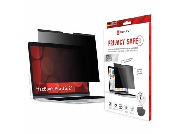 Displex 01767, 41,1 cm (16.2"), Laptop, Rammeløst skjermfilter, 5H, Blank/Matt, Anti-gjenskinn, Antireflekterende, Privatliv Sort, Gjennomsiktig