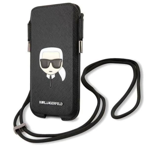 Karl Lagerfeld Saffiano Ikonik Karls Head Transportväska Svart 6,1 - KLHCP12MOPHKHK