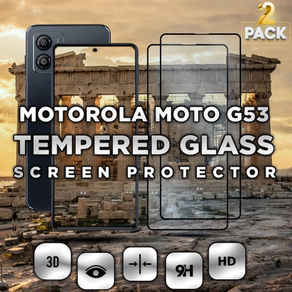 2-Pack Motorola Moto G53 - Härdat Glas 9H - Super kvalitet 3D Skärmskydd