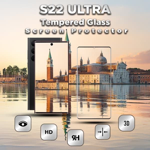 1-Pack Samsung S22 Ultra Skärmskydd - 9H Härdat Glass - 3D Super Kvalitet