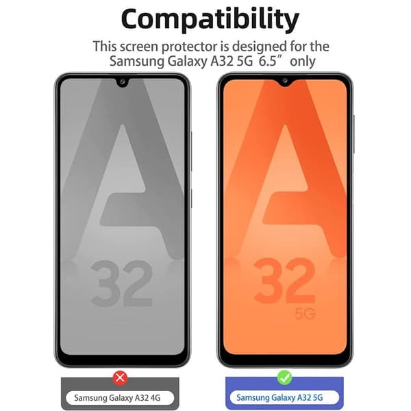 1-pakkaus näytönsuoja karkaistua lasia Samsung A32 5G:lle