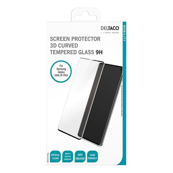 Deltaco skärmskydd för Samsung Galaxy Note 20 Ultra, 3D Curved härdat glas, 9H hårdhet