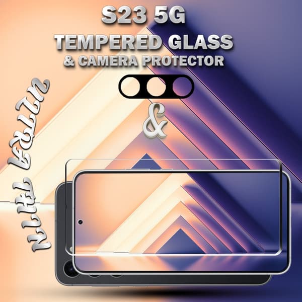 1-Pack Samsung S23 (5G) Skärmskydd & 1-Pack linsskydd - Härdat Glas 9H - Super kvalitet 3D