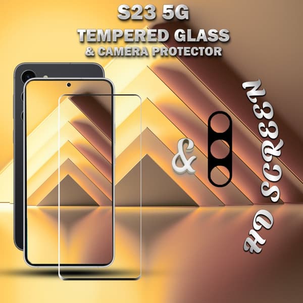 1-Pack Samsung S23 (5G) Skärmskydd & 1-Pack linsskydd - Härdat Glas 9H - Super kvalitet 3D