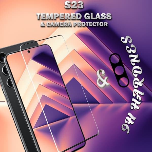 1-Pack Samsung S23 Skärmskydd & 1-Pack linsskydd - Härdat Glas 9H - Super kvalitet 3D