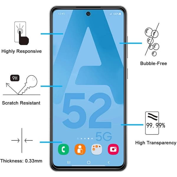 1-pakke skjermbeskytter i herdet glass for Samsung A52