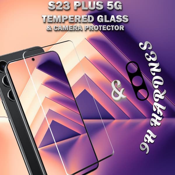 1-Pack Samsung S23 Plus 5G Skärmskydd & 1-Pack linsskydd - Härdat Glas 9H - Super kvalitet 3D