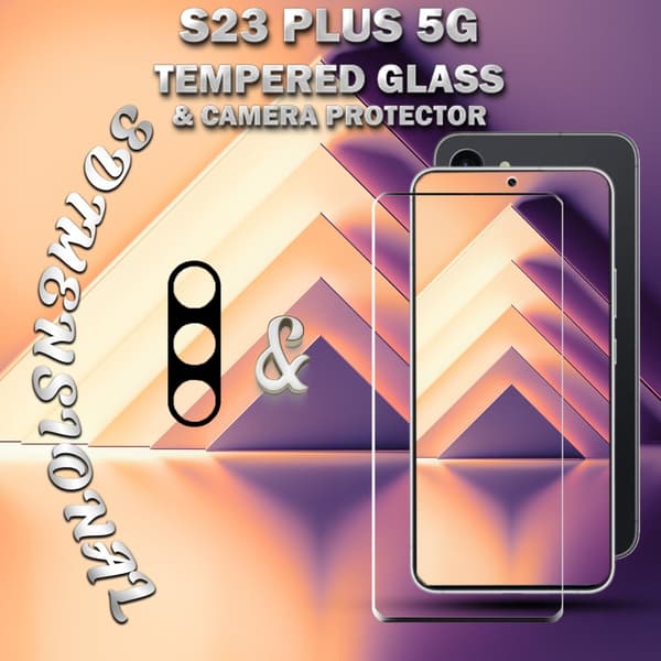 1-Pack Samsung S23 Plus 5G Skärmskydd & 1-Pack linsskydd - Härdat Glas 9H - Super kvalitet 3D