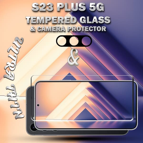 1-Pack Samsung S23 Plus 5G Skärmskydd & 1-Pack linsskydd - Härdat Glas 9H - Super kvalitet 3D