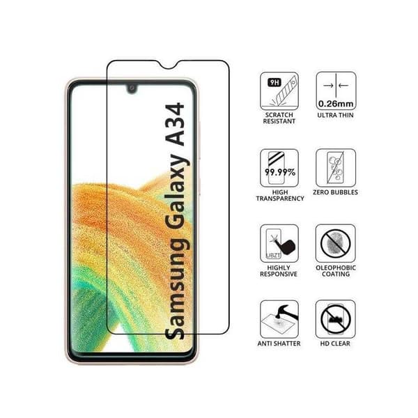 2-PACK Samsung A34 5G FullFrame® 0,26 mm 9H hærdet glas
