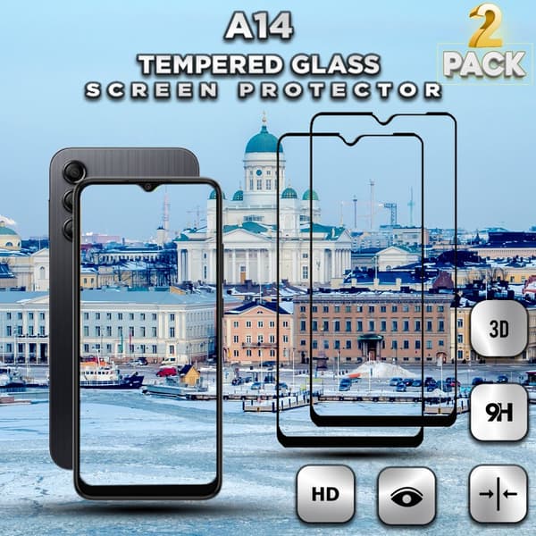2-Pack Samsung Galaxy A14 - Härdat Glas 9H - Super Kvalitet 3D Skärmskydd