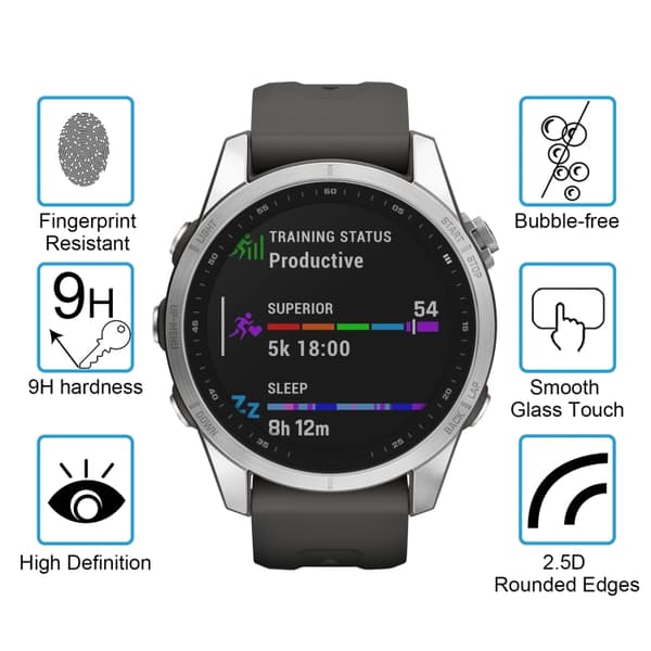Skjermbeskytter i Herdet Glass for Garmin Fenix 7S – 9H Hardhet og HD-kvalitet