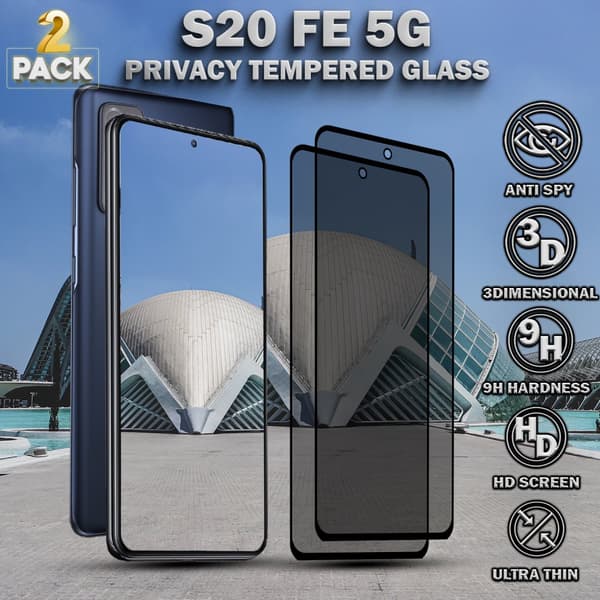 2-Pack Privacy Skärmskydd For Samsung S20 FE (5G) - Härdat Glas 9H - Super Kvalitet 3D