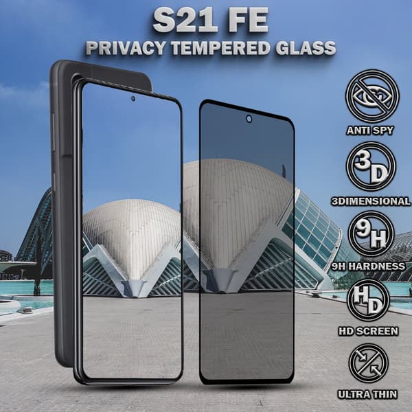 1-Pack Privacy Skärmskydd For Samsung S21 FE - Härdat Glas 9H - Super Kvalitet 3D