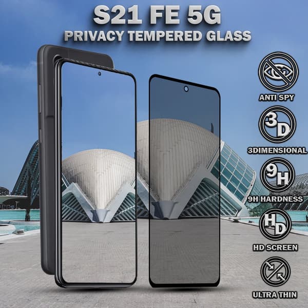 1-Pack Privacy Skärmskydd For Samsung S21 FE (5G) - Härdat Glas 9H - Super Kvalitet 3D