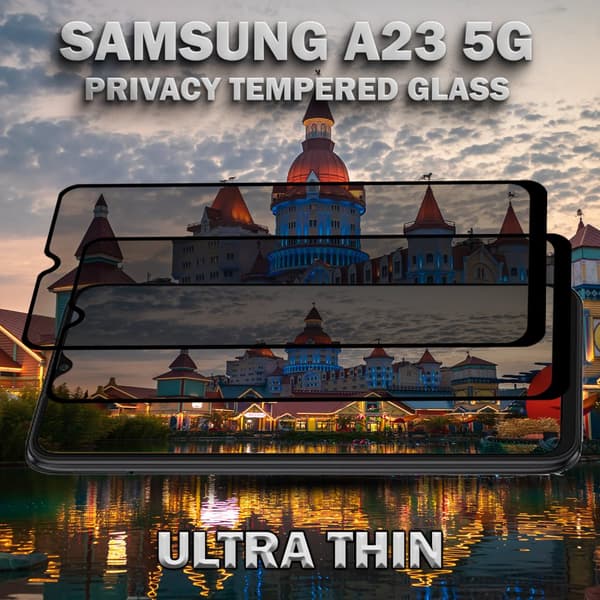 2-Pack Privacy Skärmskydd For Samsung A23 (5G) - Härdat Glas 9H - Super Kvalitet 3D