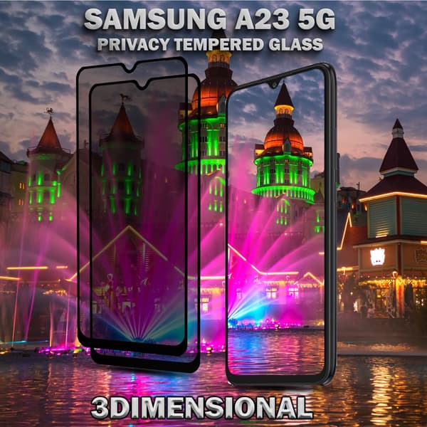 2-Pack Privacy Skärmskydd For Samsung A23 (5G) - Härdat Glas 9H - Super Kvalitet 3D